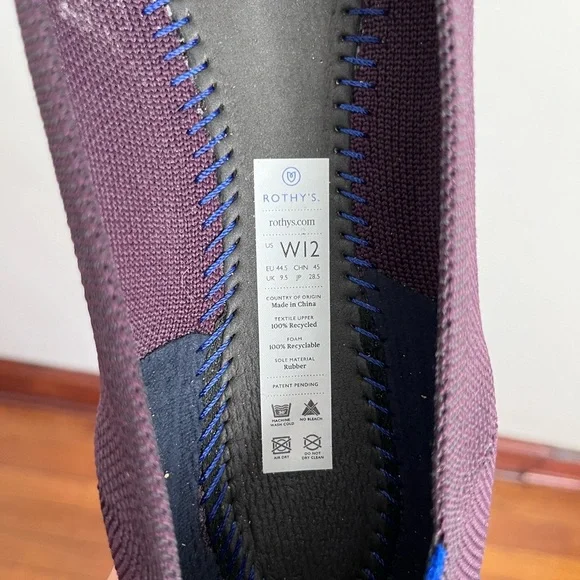 Rothy's Port Purple Pointy Toe Flats *Retired* Size 12 - Picture 2 of 6